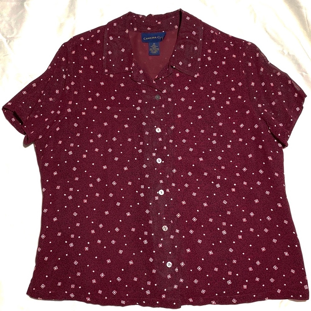 Charter Club short sleeve blouse, deep red, size 12